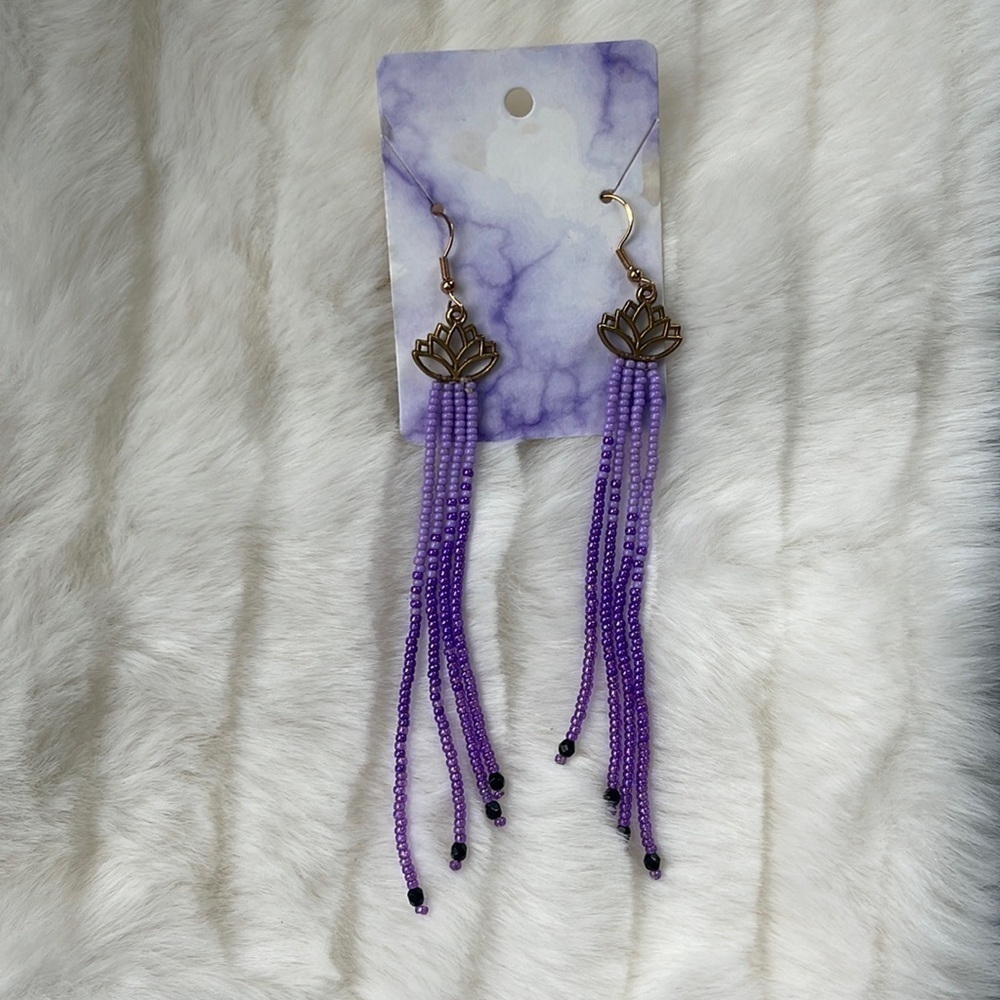 Handmade Purple Dangle Earrings NWT